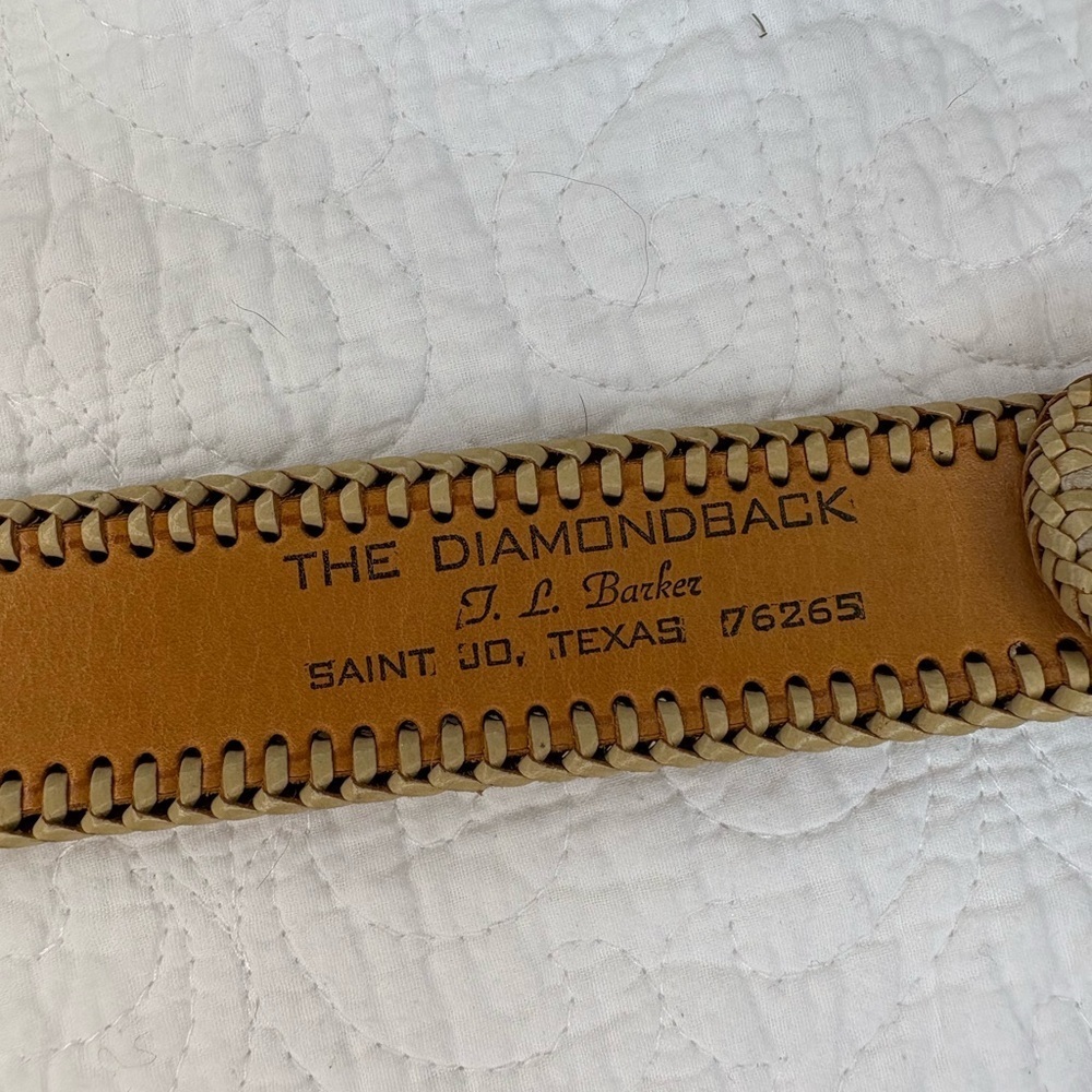 Ostrich Leather Braided Edge Belt | J.L. Barker The Diamondback | 38 - Picture 4 of 10